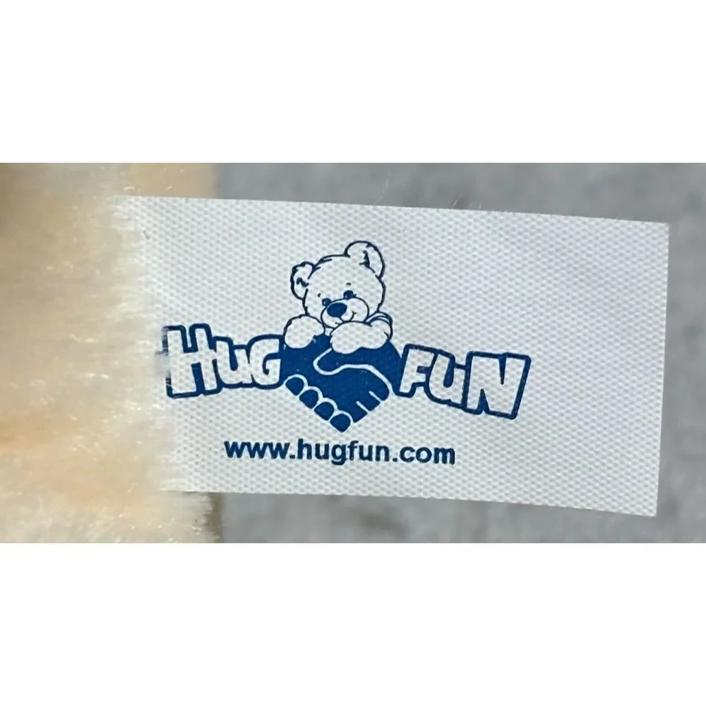 Hugfun Beagle Plush Realistic Tan Large Eyes Floppy Big Head Long Dog Red Bow